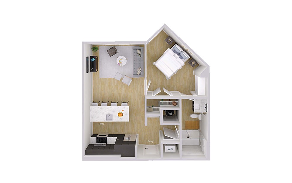 A1 Penthouse - 1 bedroom floorplan layout with 1 bath and 692 square feet. A1 Penthouse - 1 bedroom floorplan layout with 1 bath and 692 square feet.