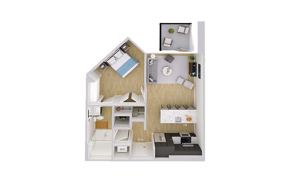 A1M1 - 1 bedroom floorplan layout with 1 bath and 718 square feet. A1M1 - 1 bedroom floorplan layout with 1 bath and 718 square feet.