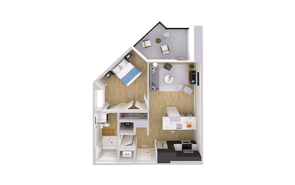 A1M3 - 1 bedroom floorplan layout with 1 bath and 718 square feet. A1M3 - 1 bedroom floorplan layout with 1 bath and 718 square feet.