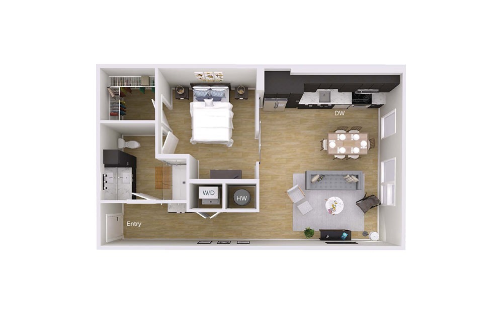 A2 - 1 bedroom floorplan layout with 1 bath and 802 square feet. A2 - 1 bedroom floorplan layout with 1 bath and 802 square feet.