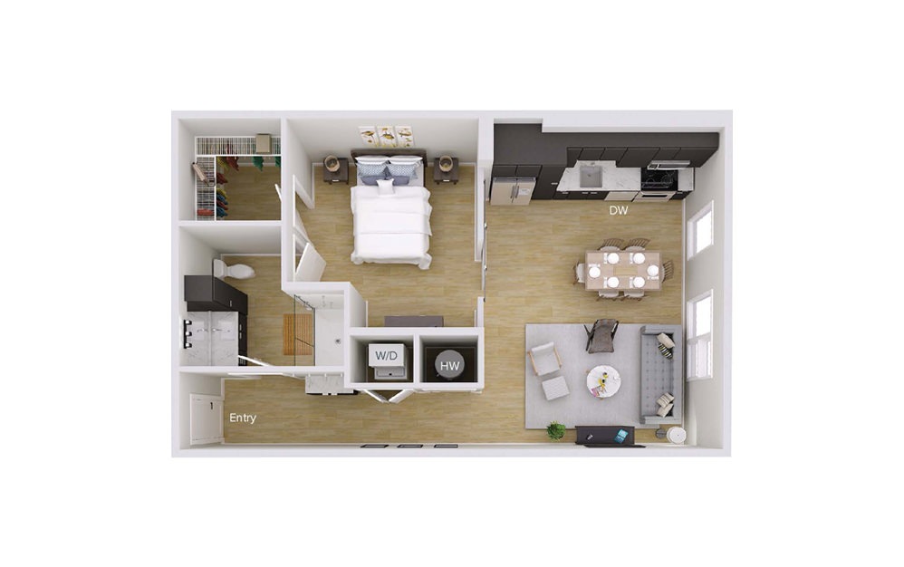 A2M1 - 1 bedroom floorplan layout with 1 bath and 757 square feet. A2M1 - 1 bedroom floorplan layout with 1 bath and 757 square feet.