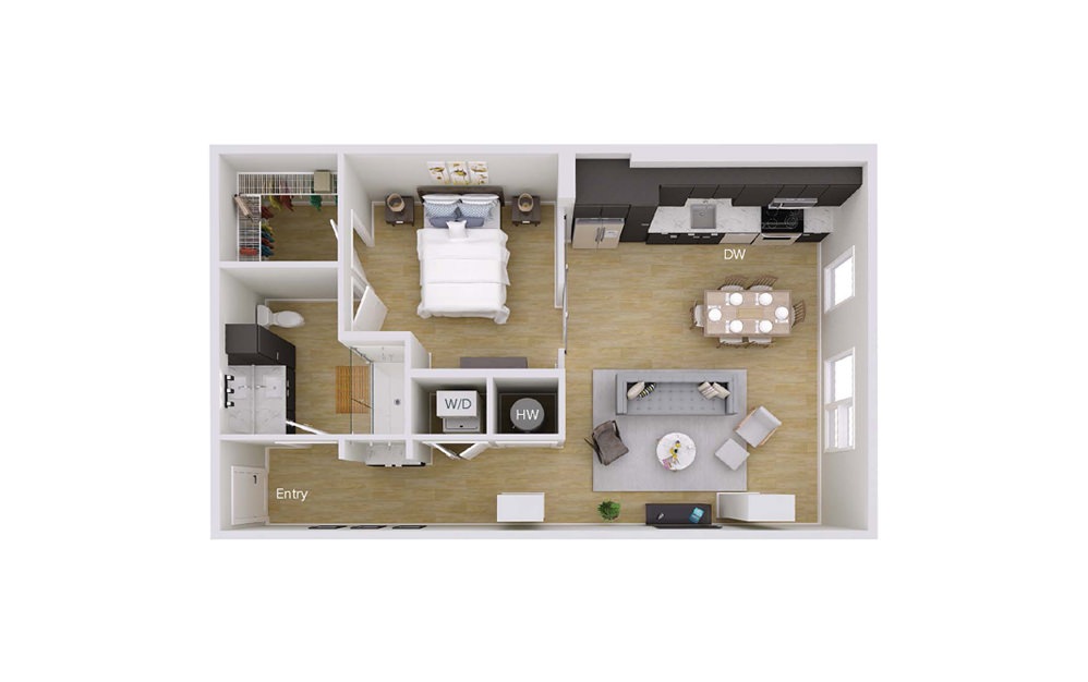 A2M2 - 1 bedroom floorplan layout with 1 bath and 802 square feet. A2M2 - 1 bedroom floorplan layout with 1 bath and 802 square feet.
