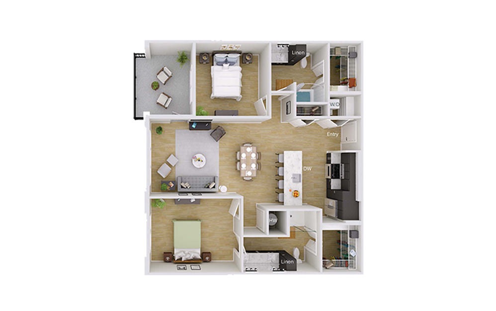 B3M1 - 2 bedroom floorplan layout with 2 baths and 1241 square feet. B3M1 - 2 bedroom floorplan layout with 2 baths and 1241 square feet.