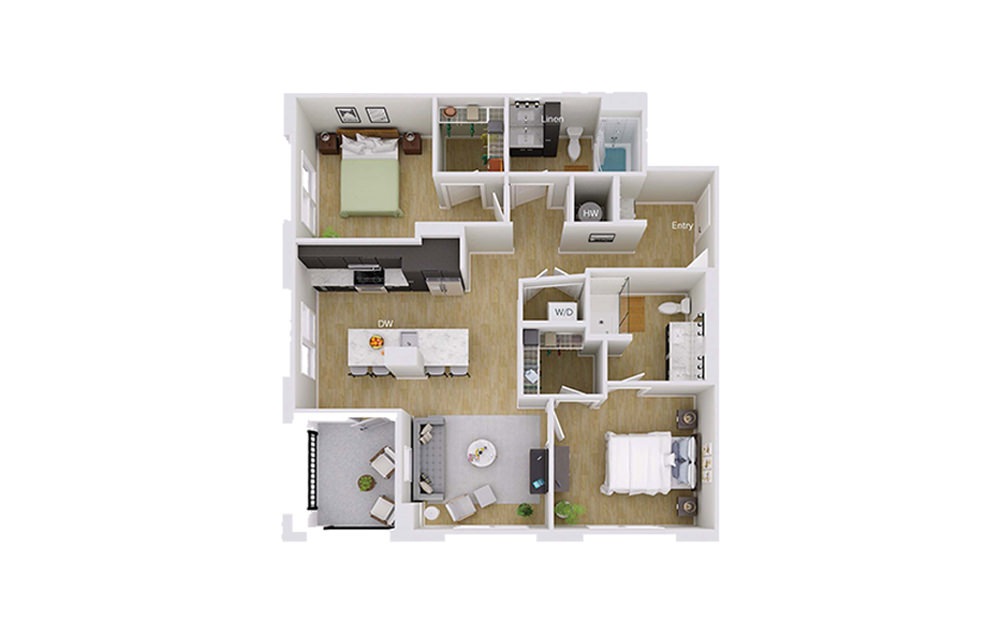 B4M3 - 2 bedroom floorplan layout with 2 baths and 1083 square feet. B4M3 - 2 bedroom floorplan layout with 2 baths and 1083 square feet.
