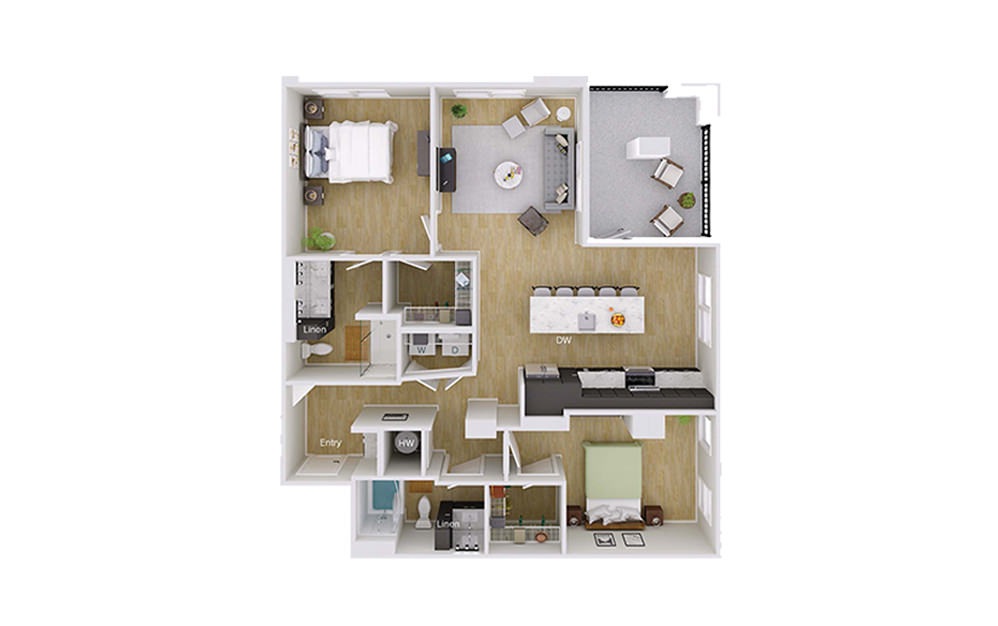 B4M5 - 2 bedroom floorplan layout with 2 baths and 1232 square feet. B4M5 - 2 bedroom floorplan layout with 2 baths and 1232 square feet.