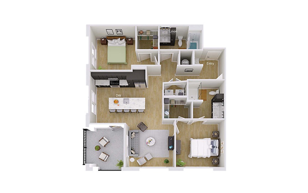 B4M6 Penthouse - 2 bedroom floorplan layout with 2 baths and 1157 square feet. B4M6 Penthouse - 2 bedroom floorplan layout with 2 baths and 1157 square feet.