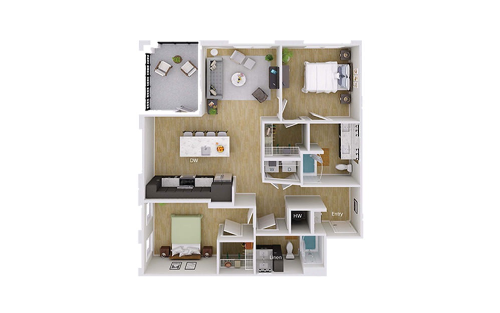 B4 Type A - 2 bedroom floorplan layout with 2 baths and 1157 square feet. B4 Type A - 2 bedroom floorplan layout with 2 baths and 1157 square feet.