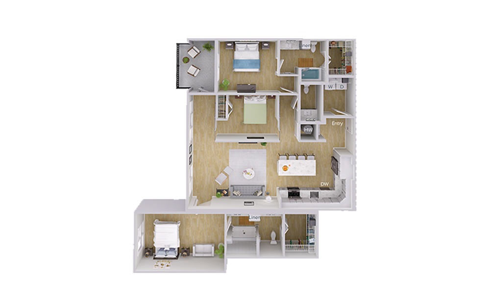B5 Penthouse - 2 bedroom floorplan layout with 2.5 baths and 1620 square feet. B5 Penthouse - 2 bedroom floorplan layout with 2.5 baths and 1620 square feet.