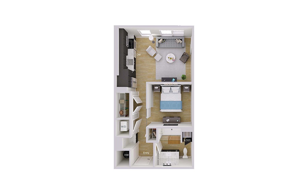 S1M1 - Studio floorplan layout with 1 bath and 588 square feet. S1M1 - Studio floorplan layout with 1 bath and 588 square feet.