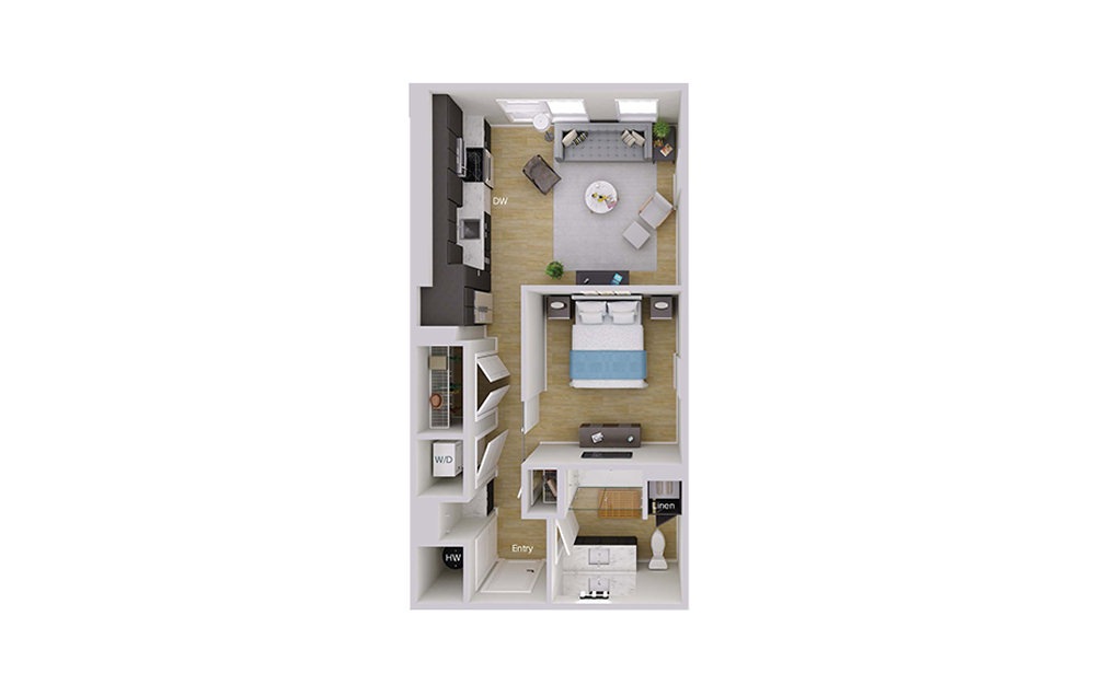 S1M2 - Studio floorplan layout with 1 bath and 617 square feet. S1M2 - Studio floorplan layout with 1 bath and 617 square feet.