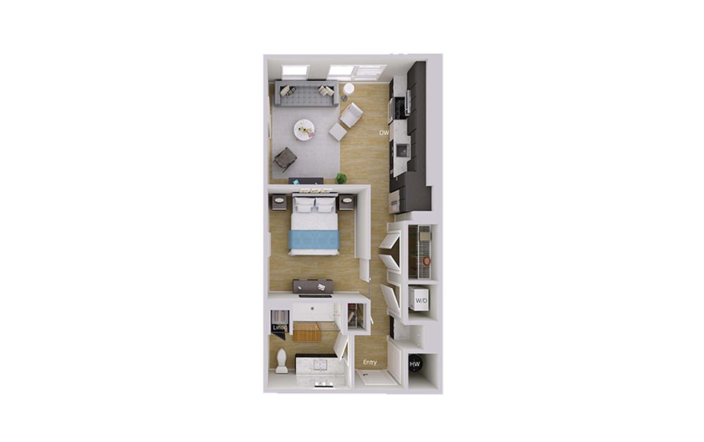 S1M5 - Studio floorplan layout with 1 bath and 616 square feet. S1M5 - Studio floorplan layout with 1 bath and 616 square feet.