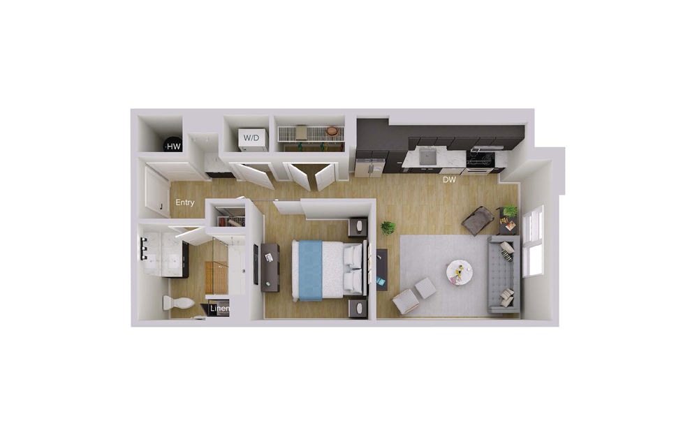 S1M6 - Studio floorplan layout with 1 bath and 604 square feet. S1M6 - Studio floorplan layout with 1 bath and 604 square feet.