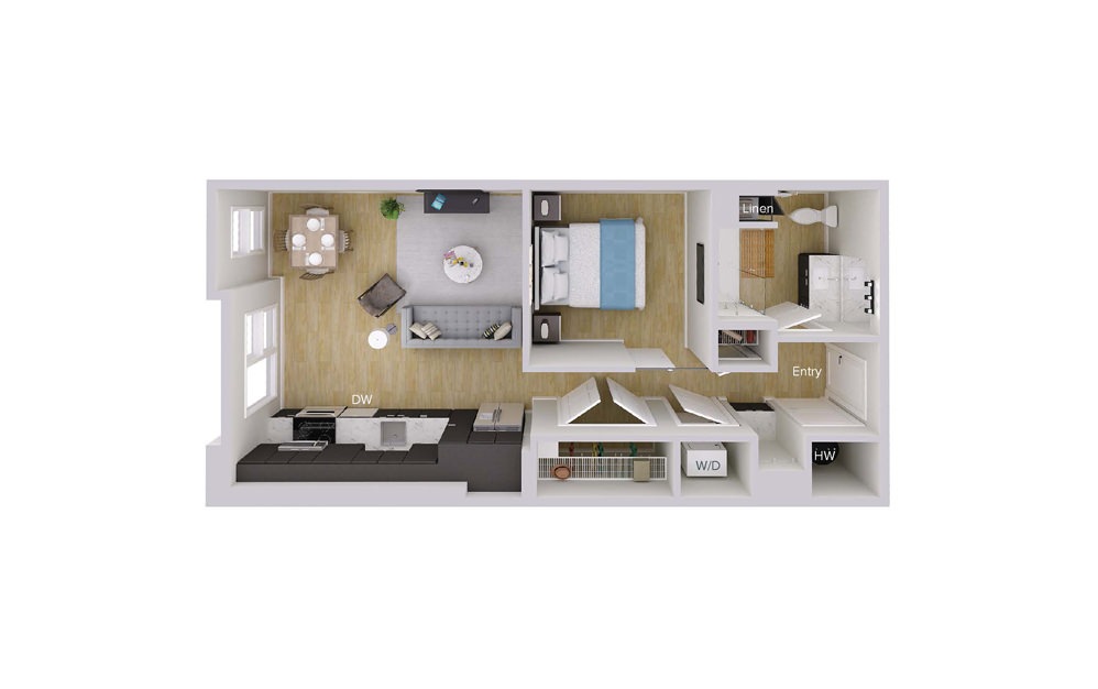 S1M8 - Studio floorplan layout with 1 bath and 641 square feet. S1M8 - Studio floorplan layout with 1 bath and 641 square feet.