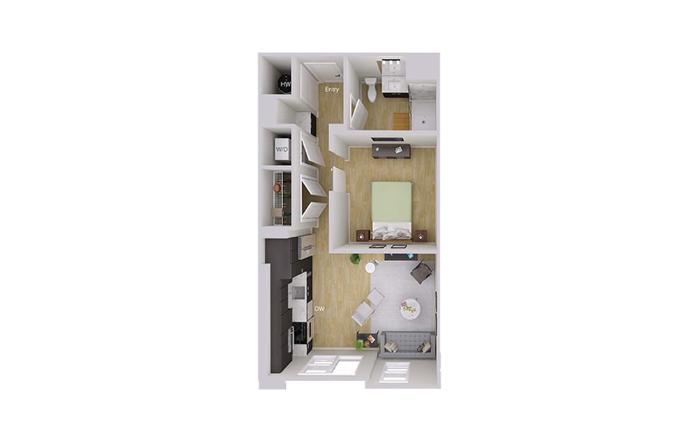 S2 - Studio floorplan layout with 1 bath and 615 square feet. S2 - Studio floorplan layout with 1 bath and 615 square feet.