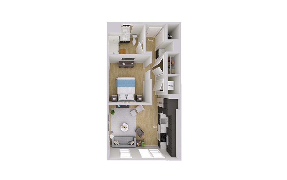 S2M3 - Studio floorplan layout with 1 bath and 624 square feet. S2M3 - Studio floorplan layout with 1 bath and 624 square feet.